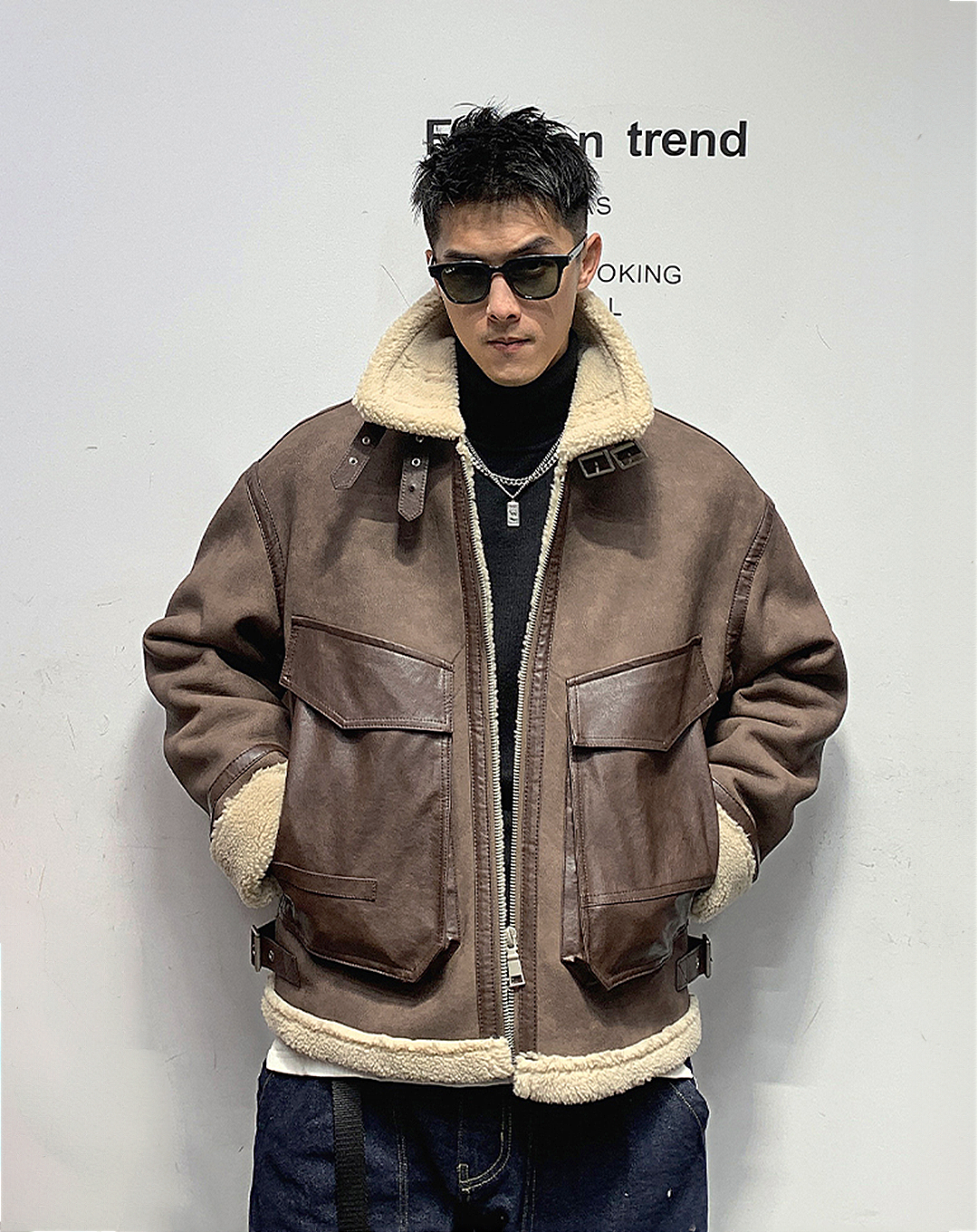 ♂Stand Neck Boa Jacket
