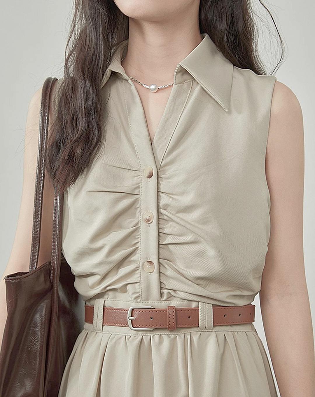 ♀Front Gathered Dress