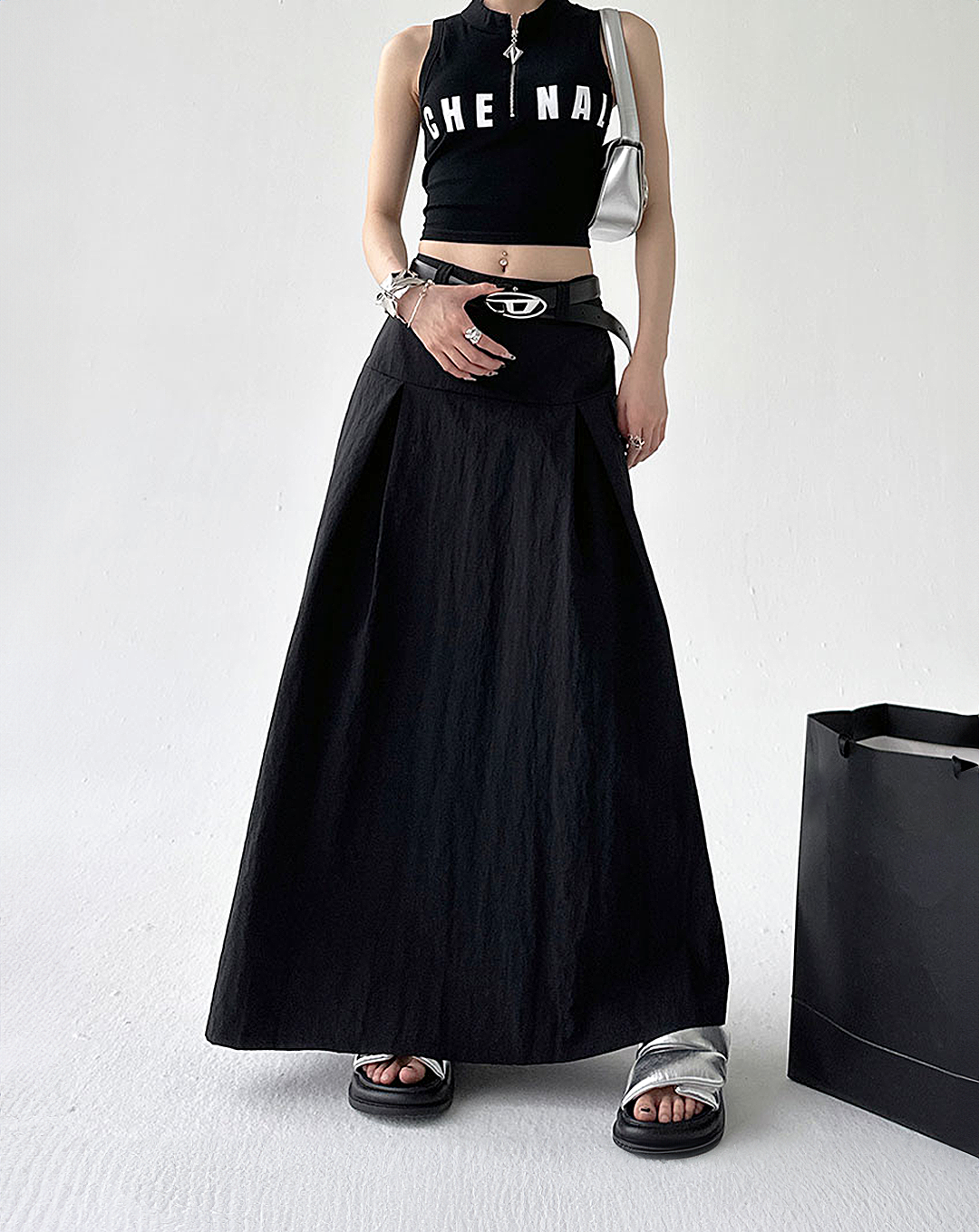 ♀Casual long tuck skirt