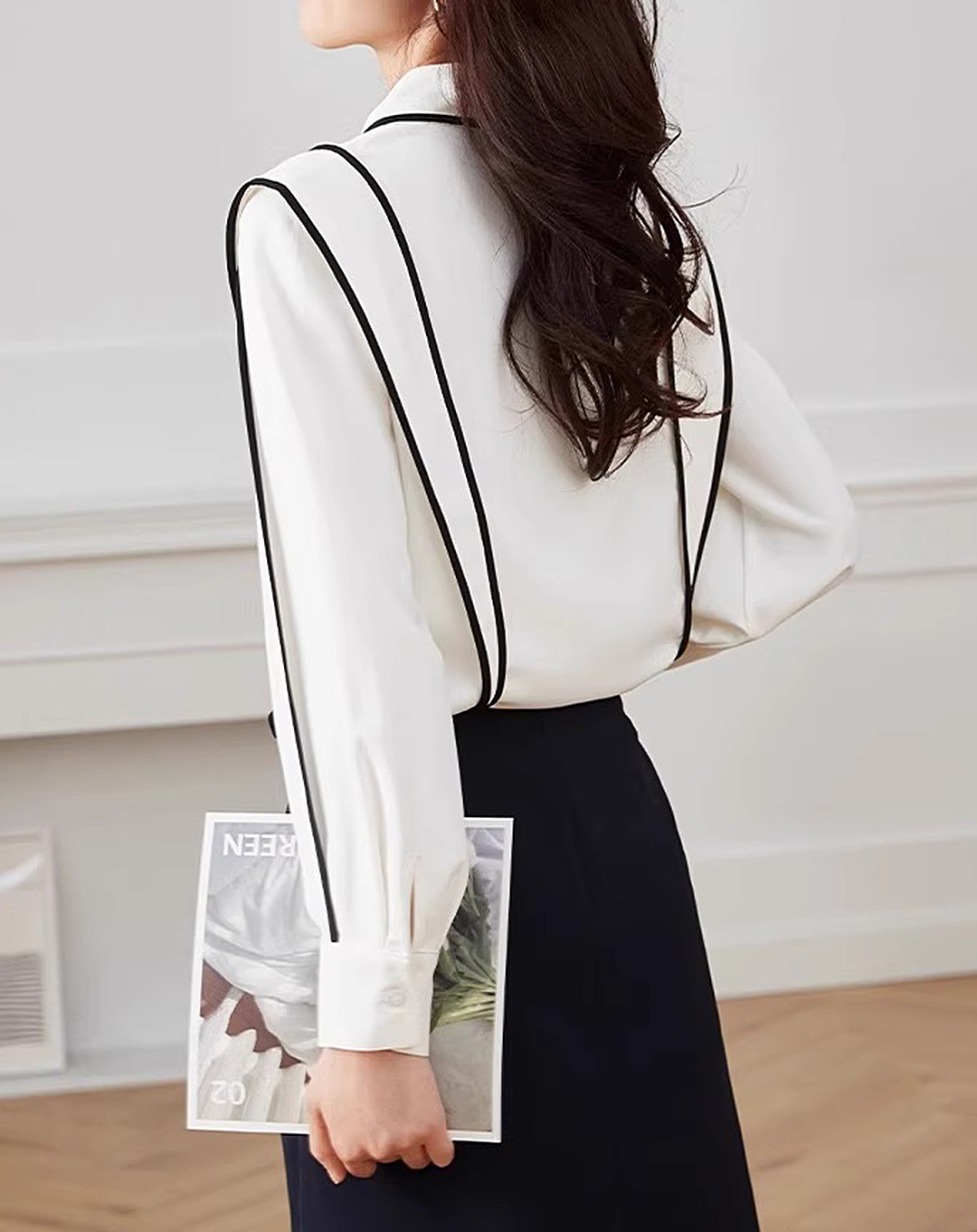 ♀Contrast Piping Collar Shirt