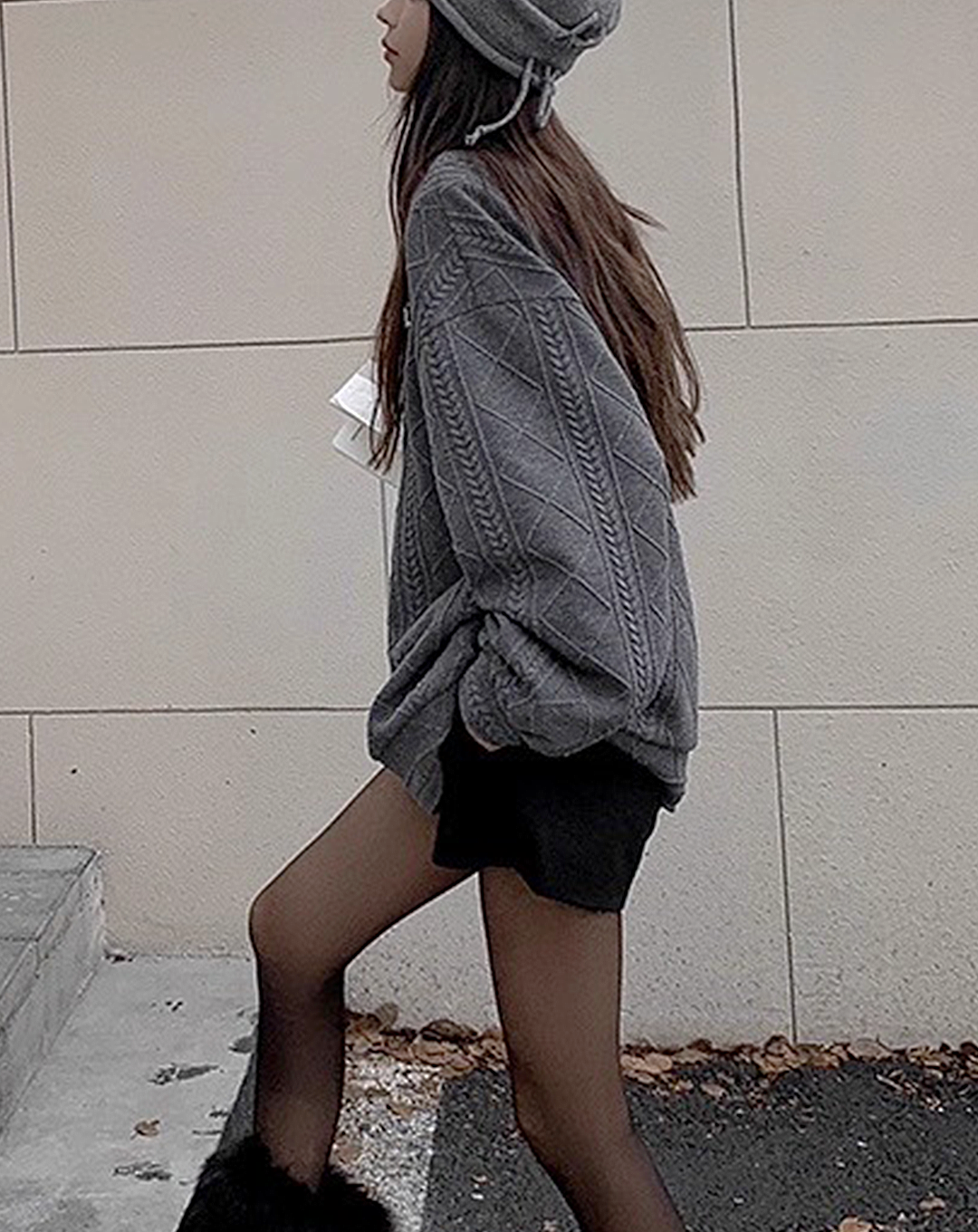 ♀Layered Collar Knit Sweat