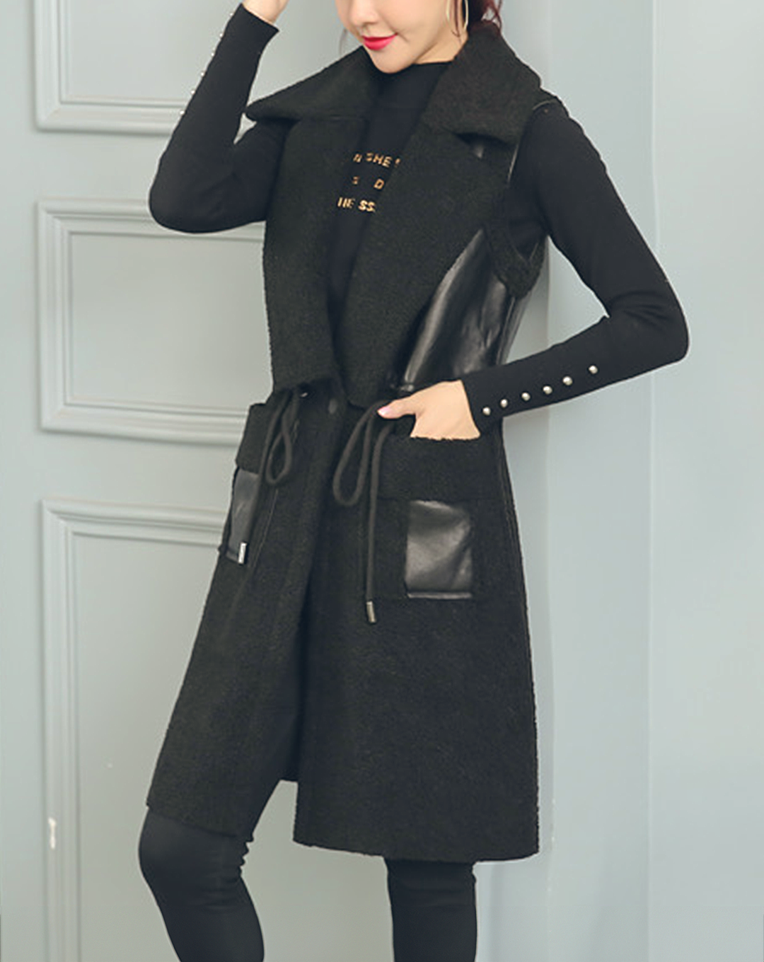 ♀Boa Long Vest Coat