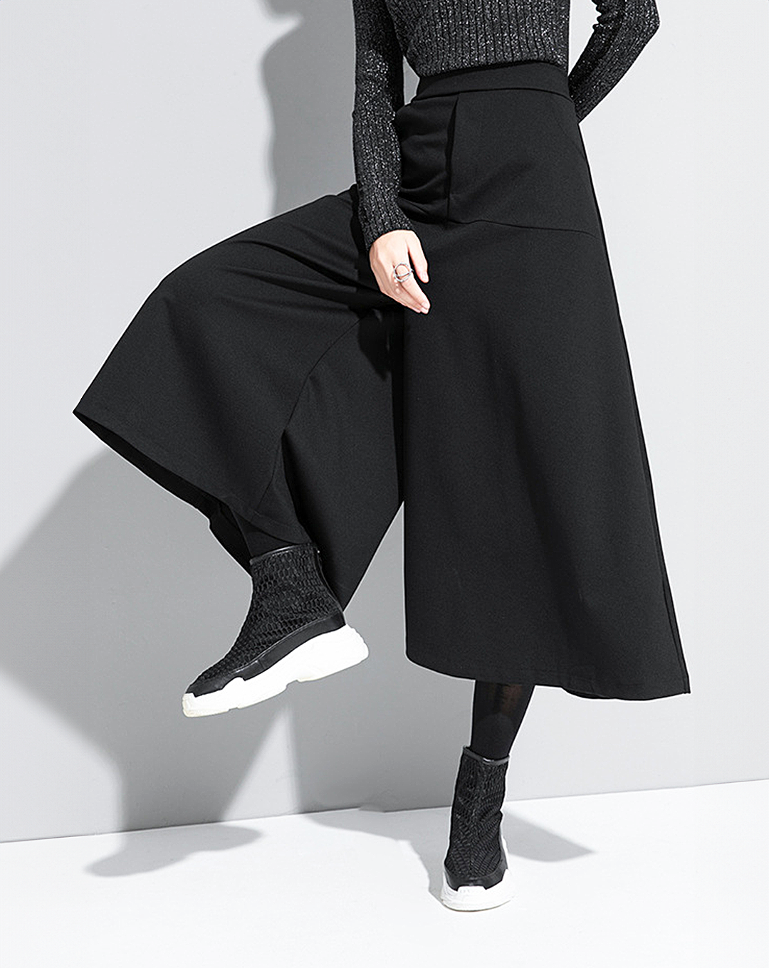 ♀Black Wide Leg Pants