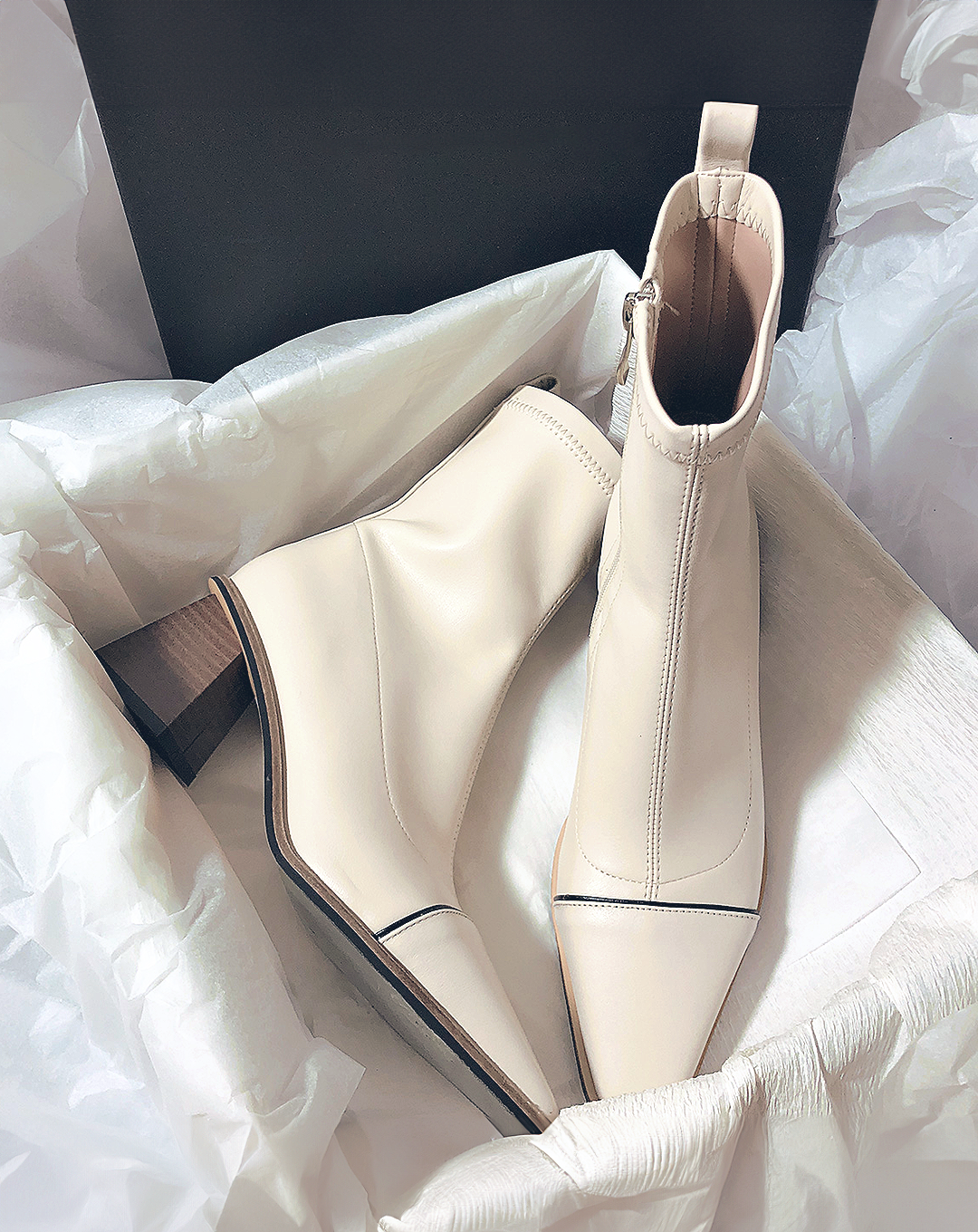 ♀本革/Plain Narrow Line Boots