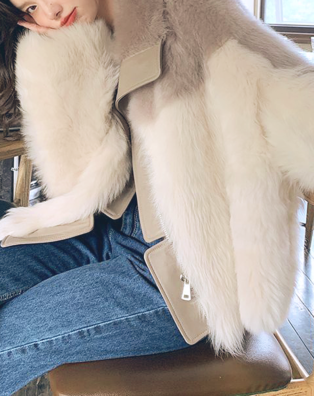♀Bicolor Fur Jacket