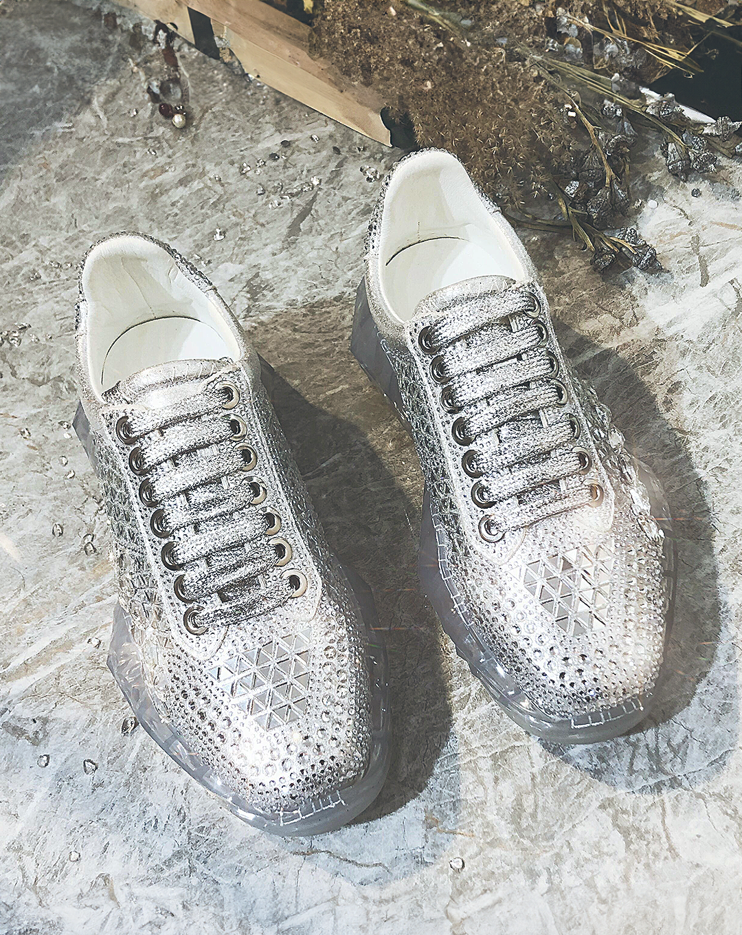 ♀Rhinestone Shiny Sneakers