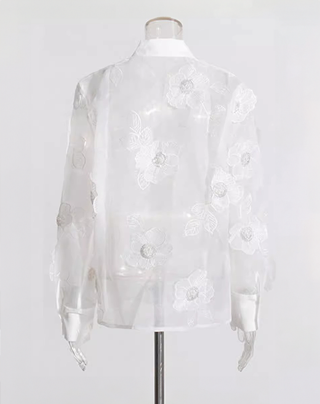♀Flower Motif Sheer Shirt