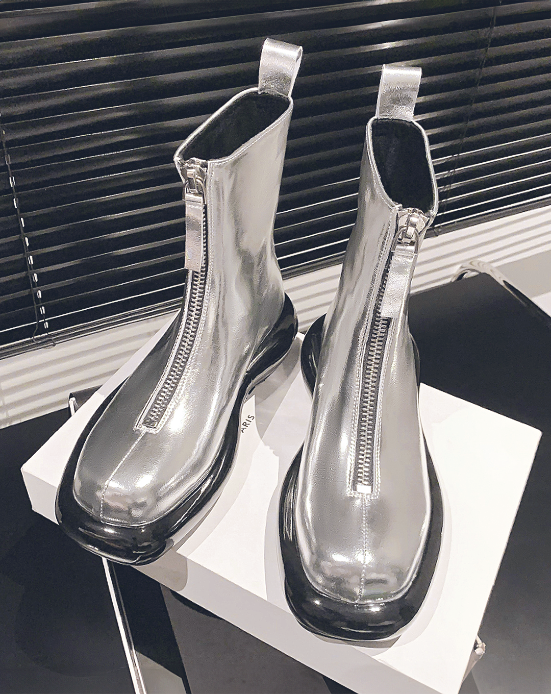 ♀本革/Center Zip Leather Platform Boots
