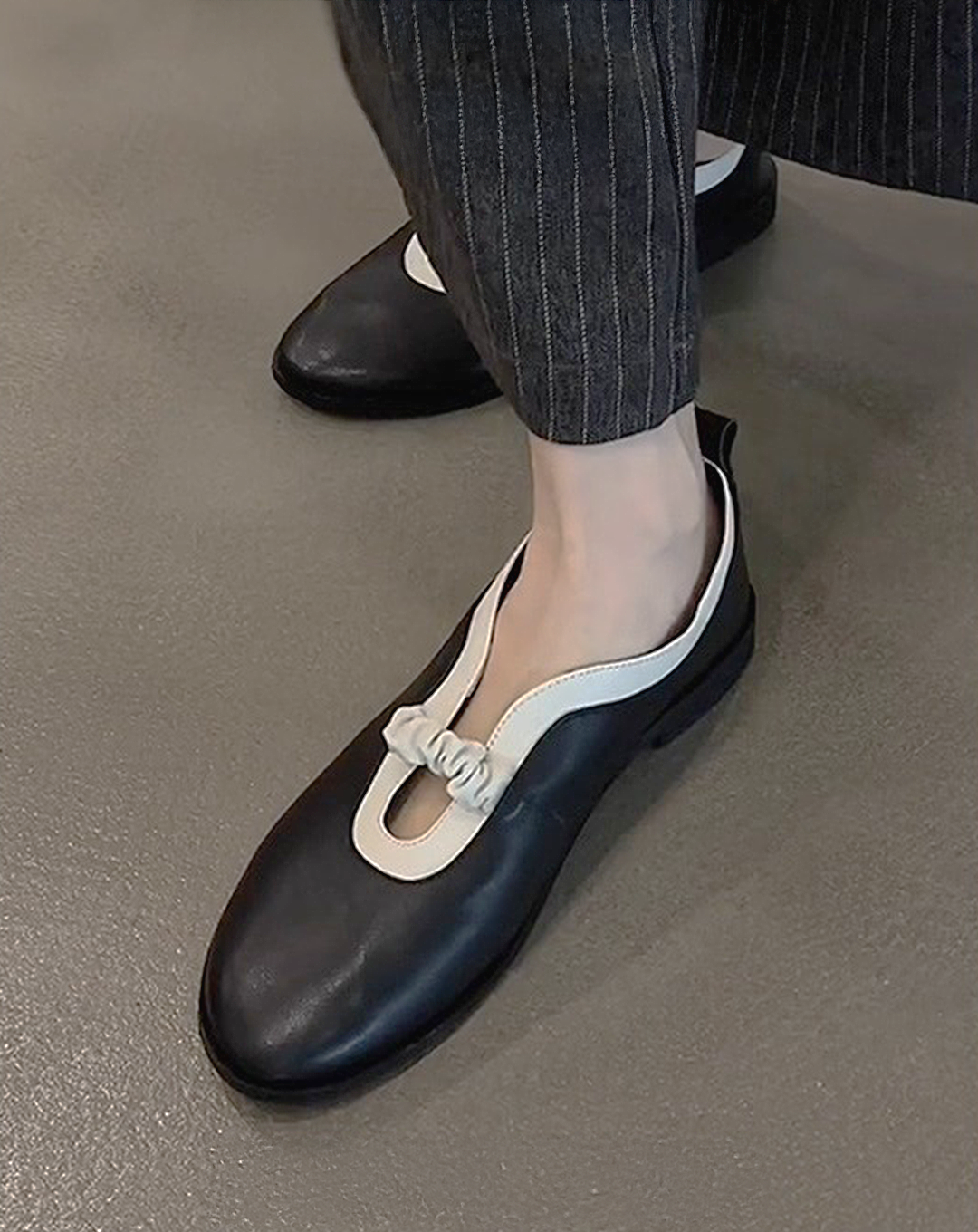 ♀Gathered Strap Flat Shoes