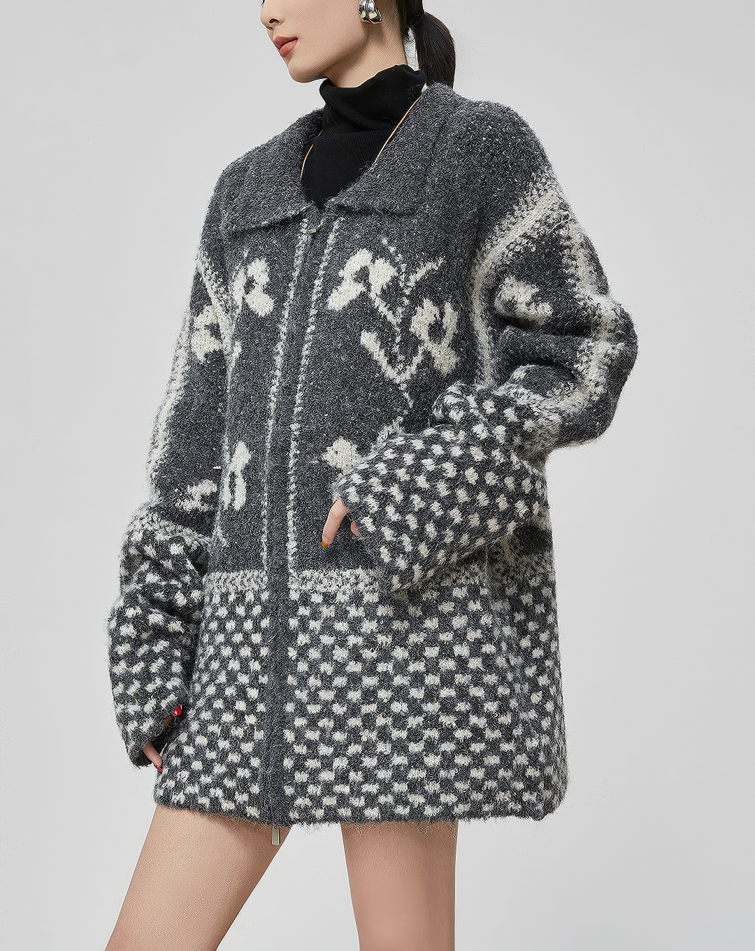 ♀Zip Up Knit Jacket