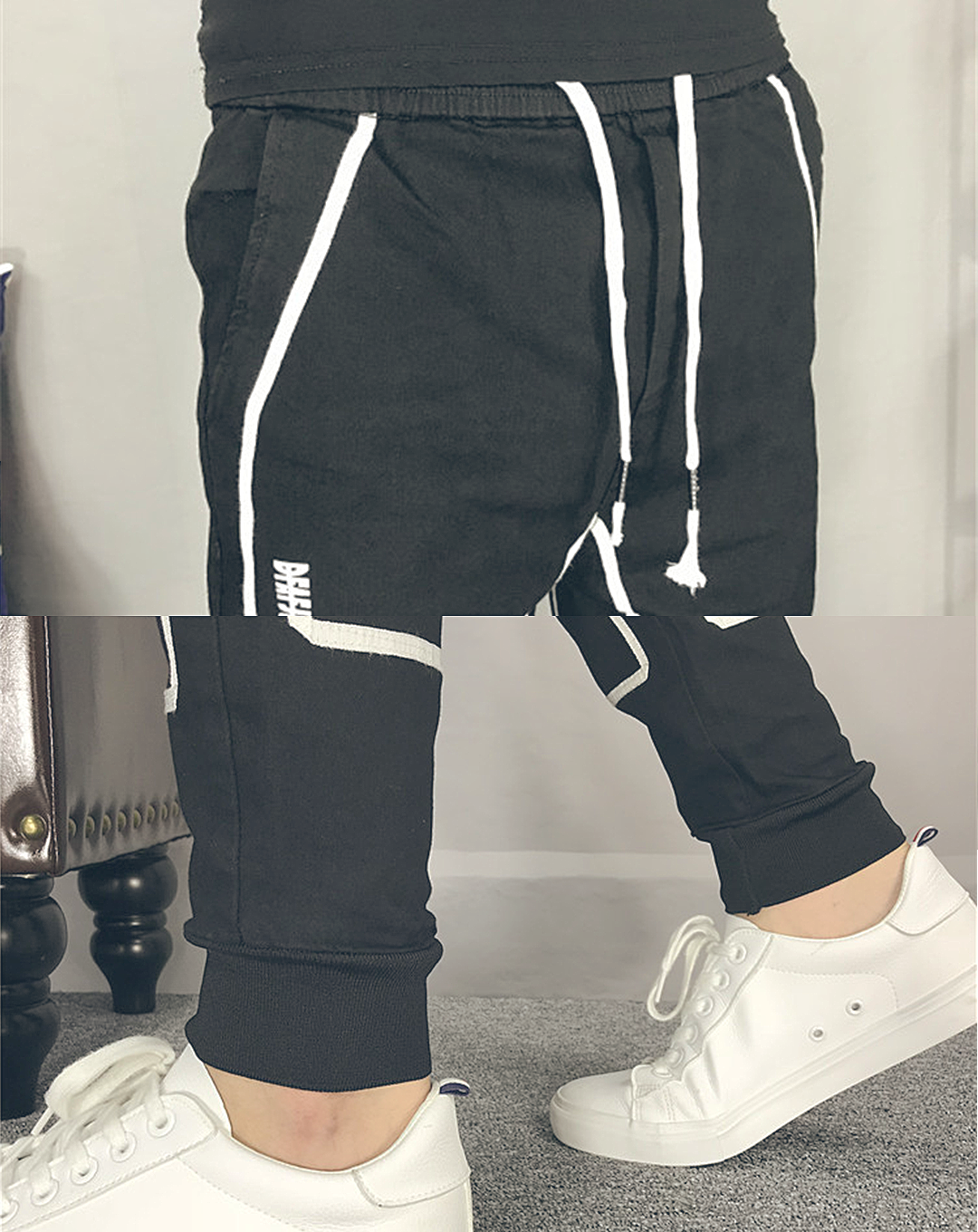 ♂Line Design Fitted Jogger Pants