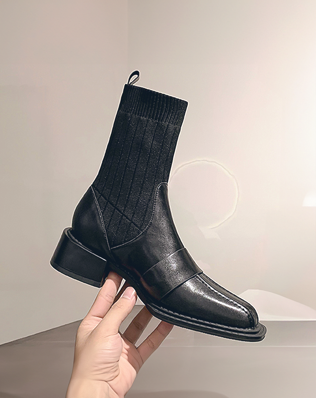 ♀本革/Low Heel Sock Boots