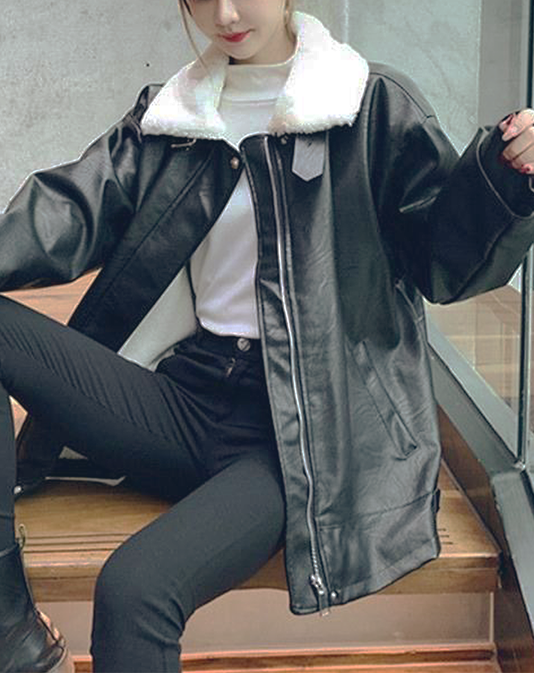 ♀Big Silhouette Mouton Jacket