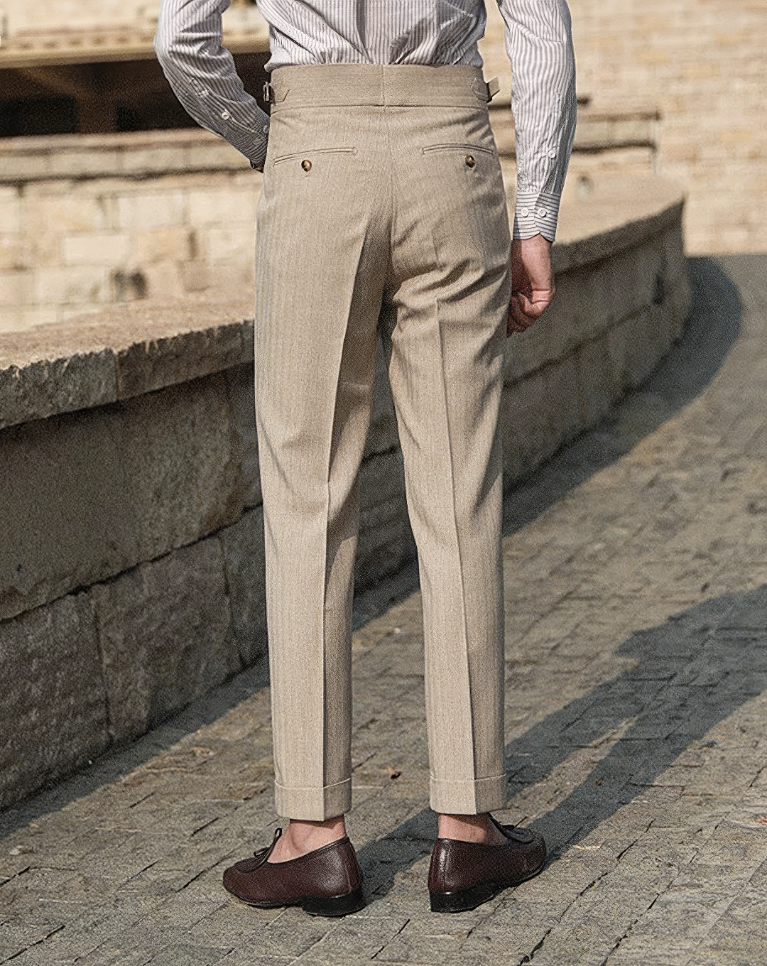 ♂Khaki Stripe Tailored Pants