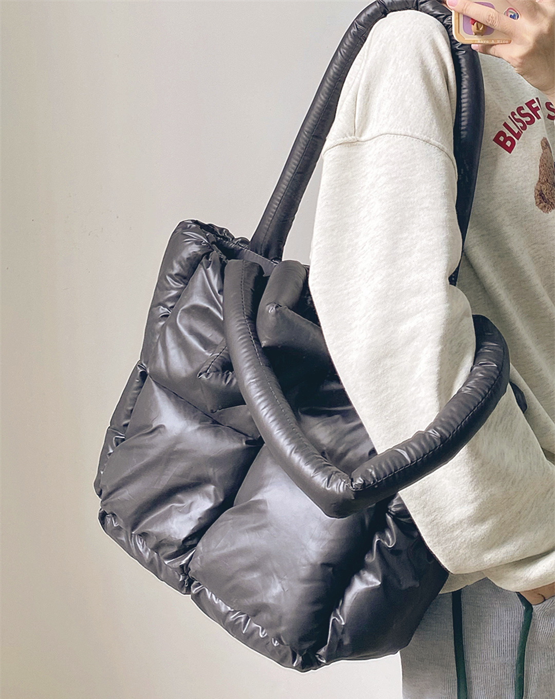 Down Quilted Tote Bag