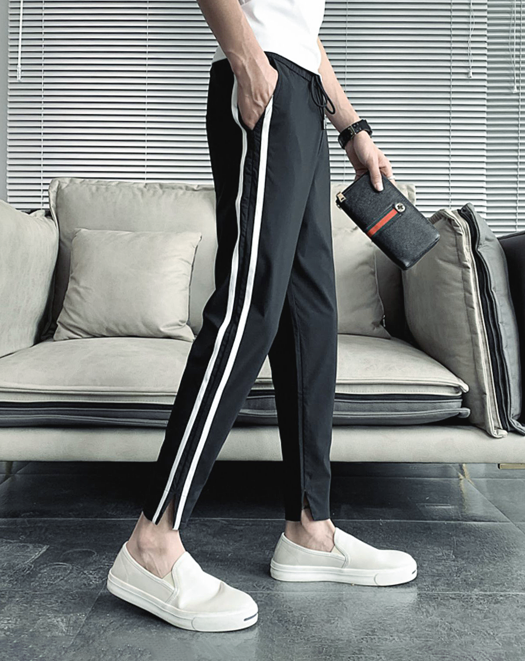 ♂Drawstring Line Pants