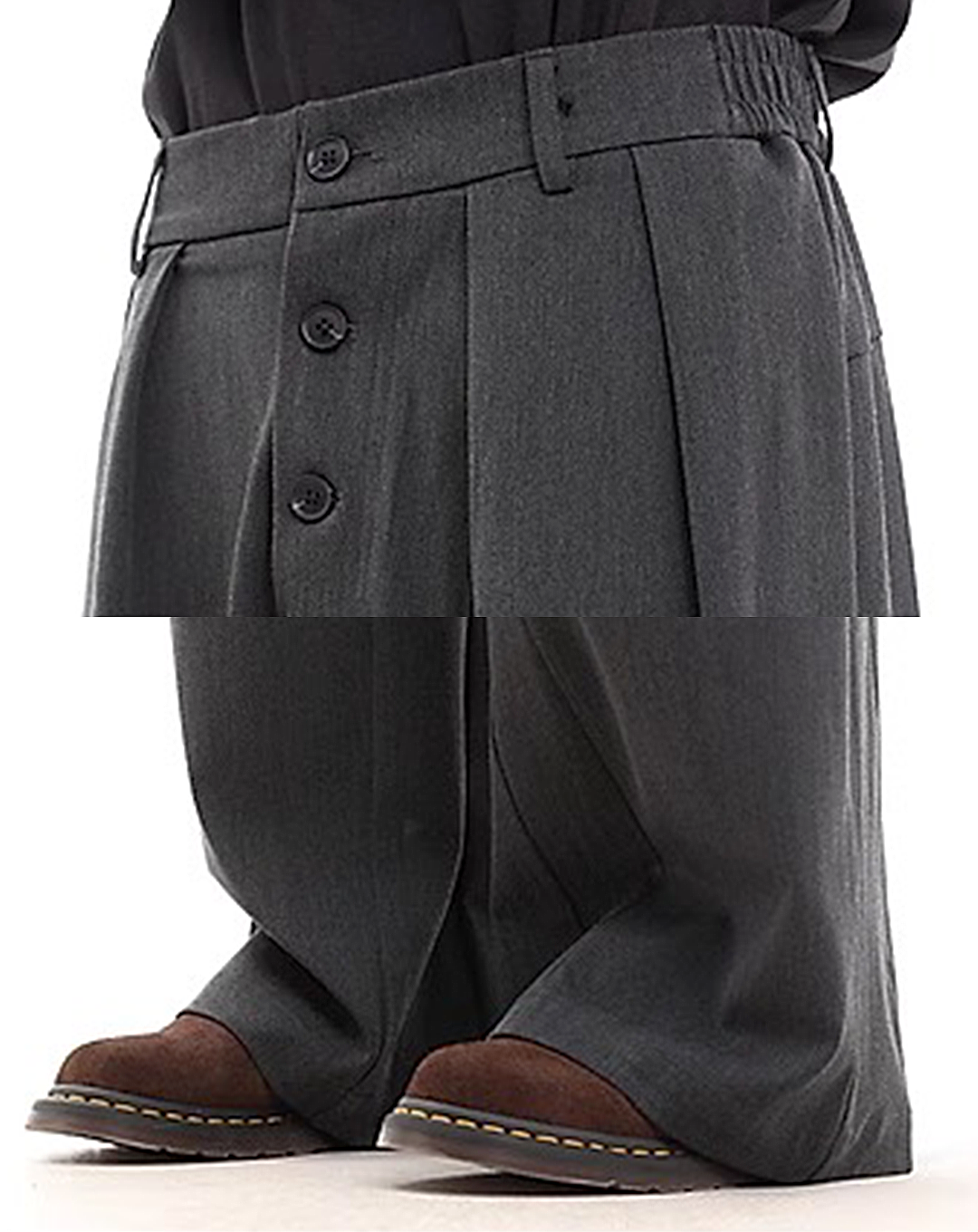 ♂Button Wide-Leg Pants