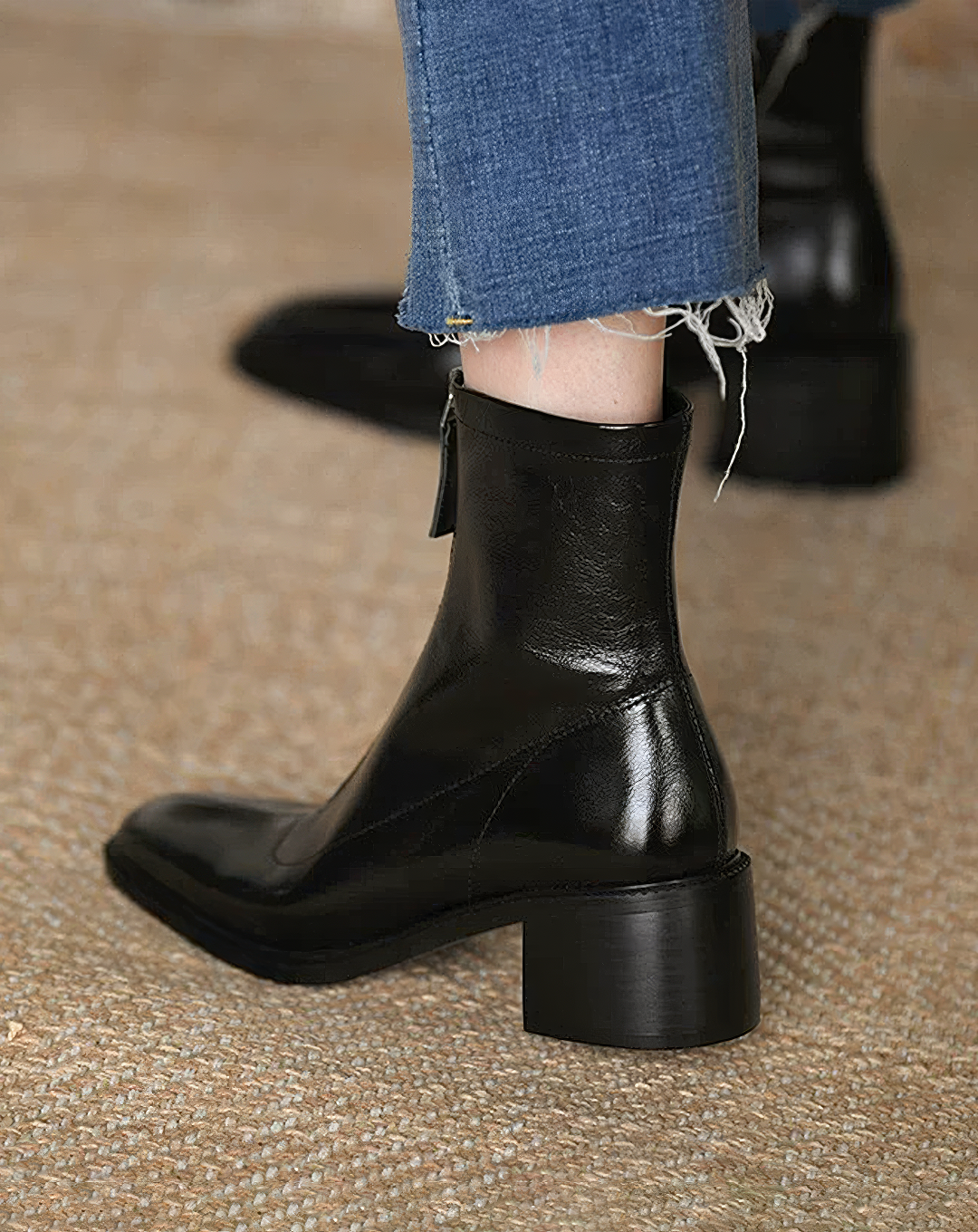 ♀本革/Chunky Heel Ankle Boots