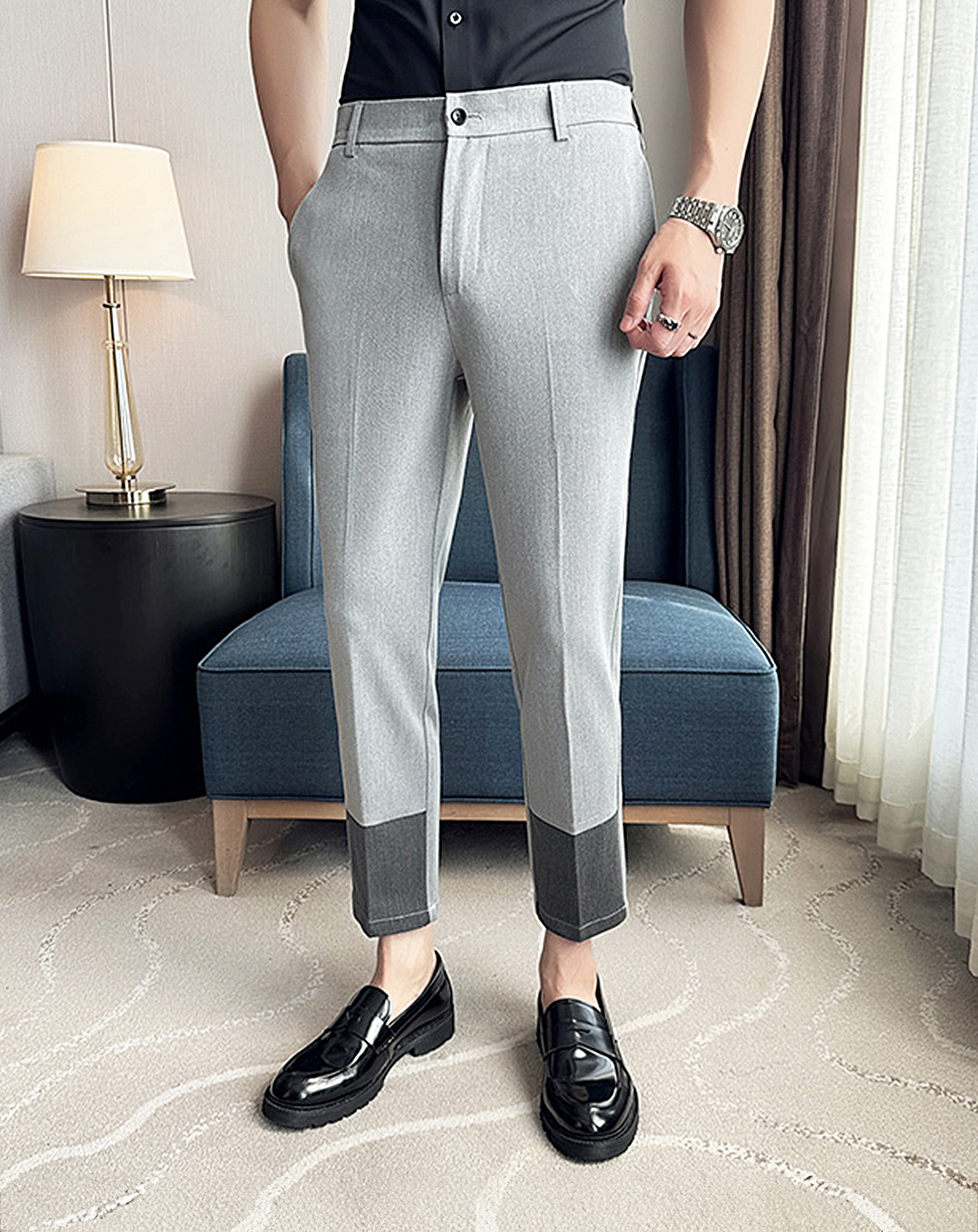 ♂Monotone Bicolor Stick Pants