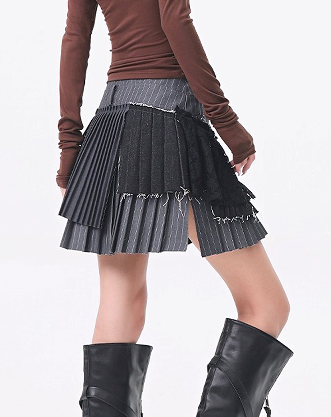 ♀Lace Patchwork Pleat Skirt