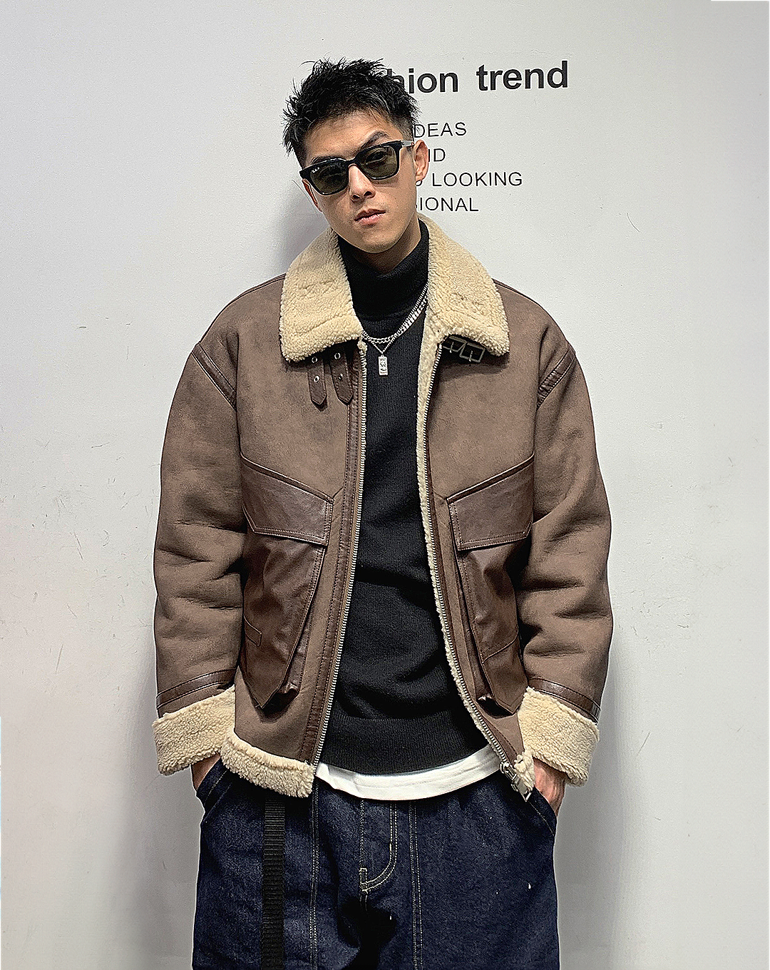♂Stand Neck Boa Jacket
