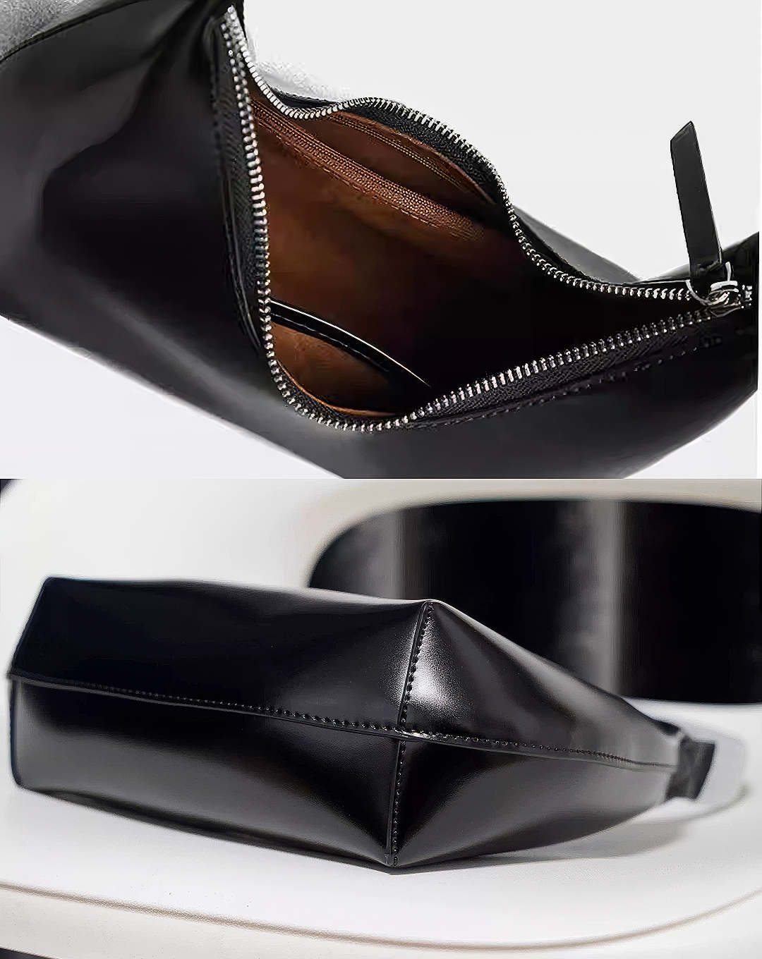 ♀本革/Minimalist Curve Handle Bag