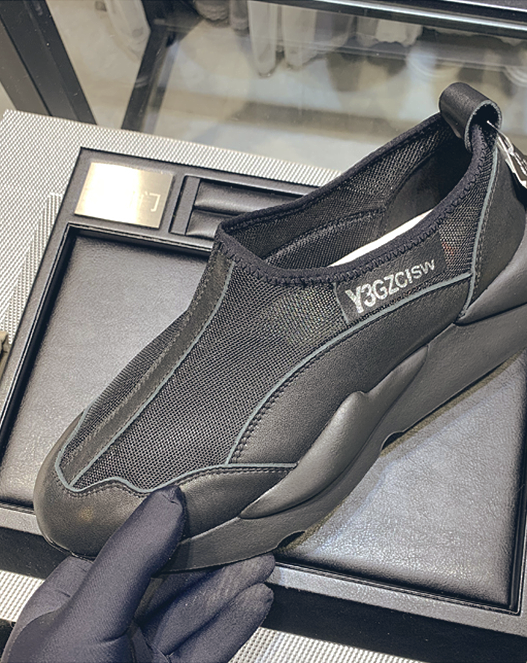 ♂♀本革/Mesh and Leather Slip-on Shoes