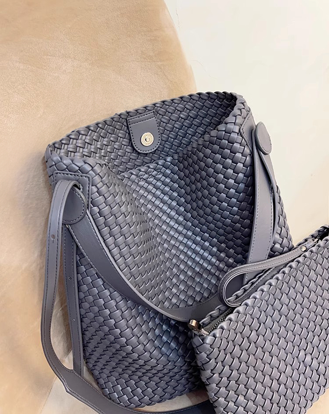 ♀Braided Leather Tote Bag