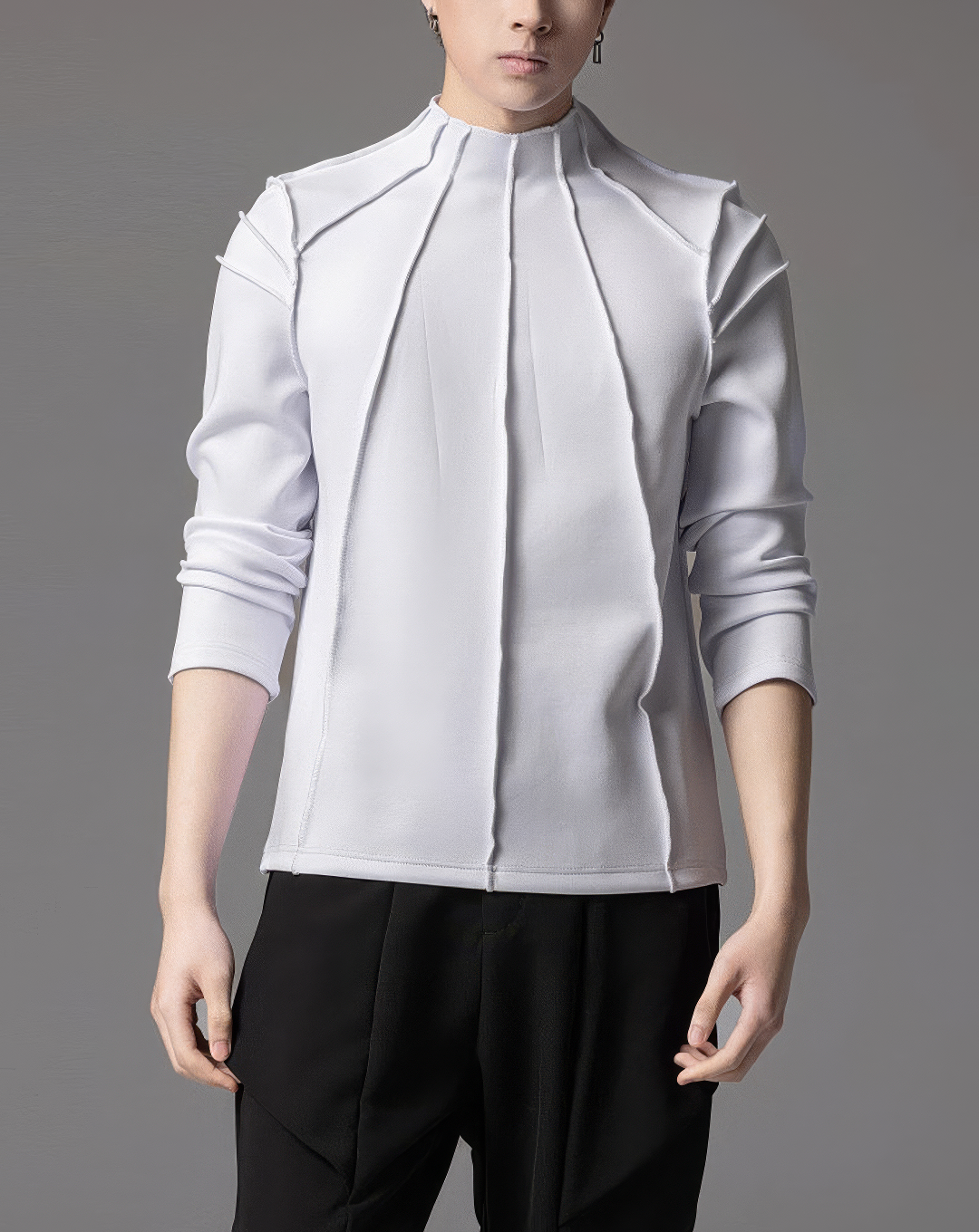 ♂Sharp Line High Neck Shirt