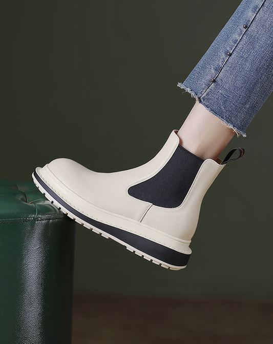 ♀本革/Layered Platform Chelsea Boots