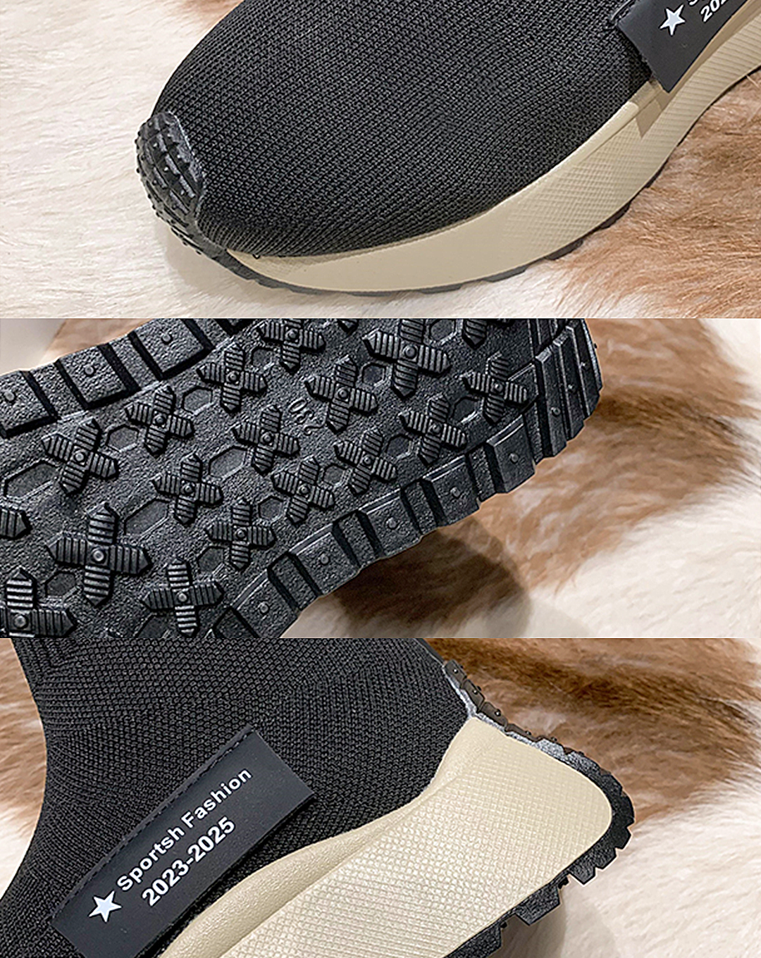 ♀Rolled Up Sole Sock Boots
