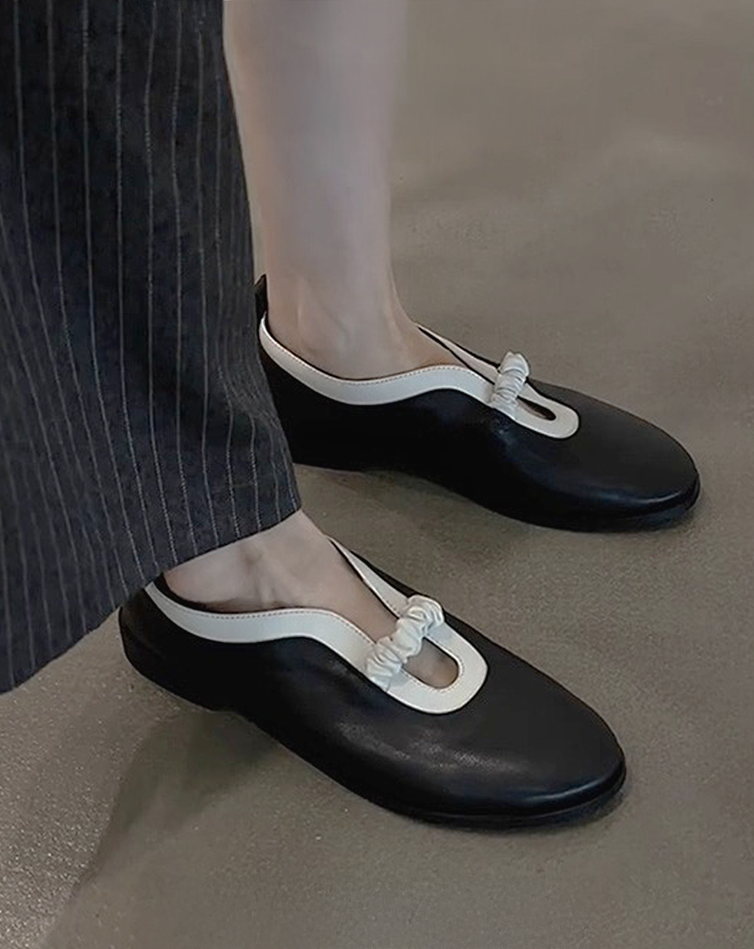 ♀Gathered Strap Flat Shoes