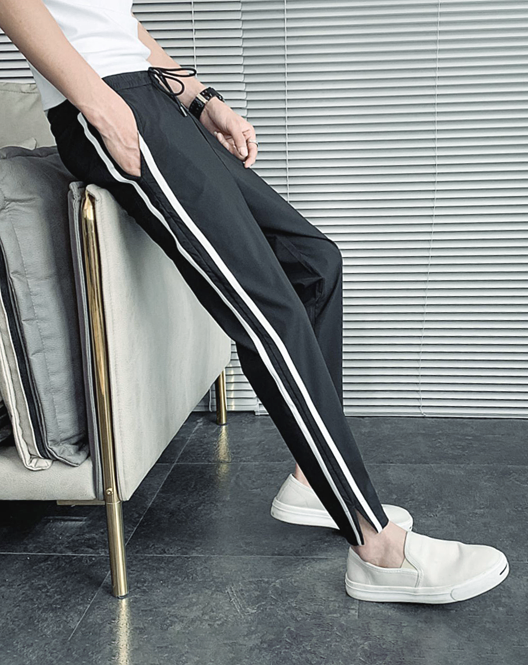 ♂Drawstring Line Pants