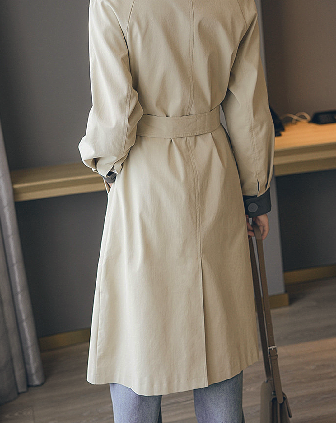 ♀Bicolor Soutien Collar Trench Coat