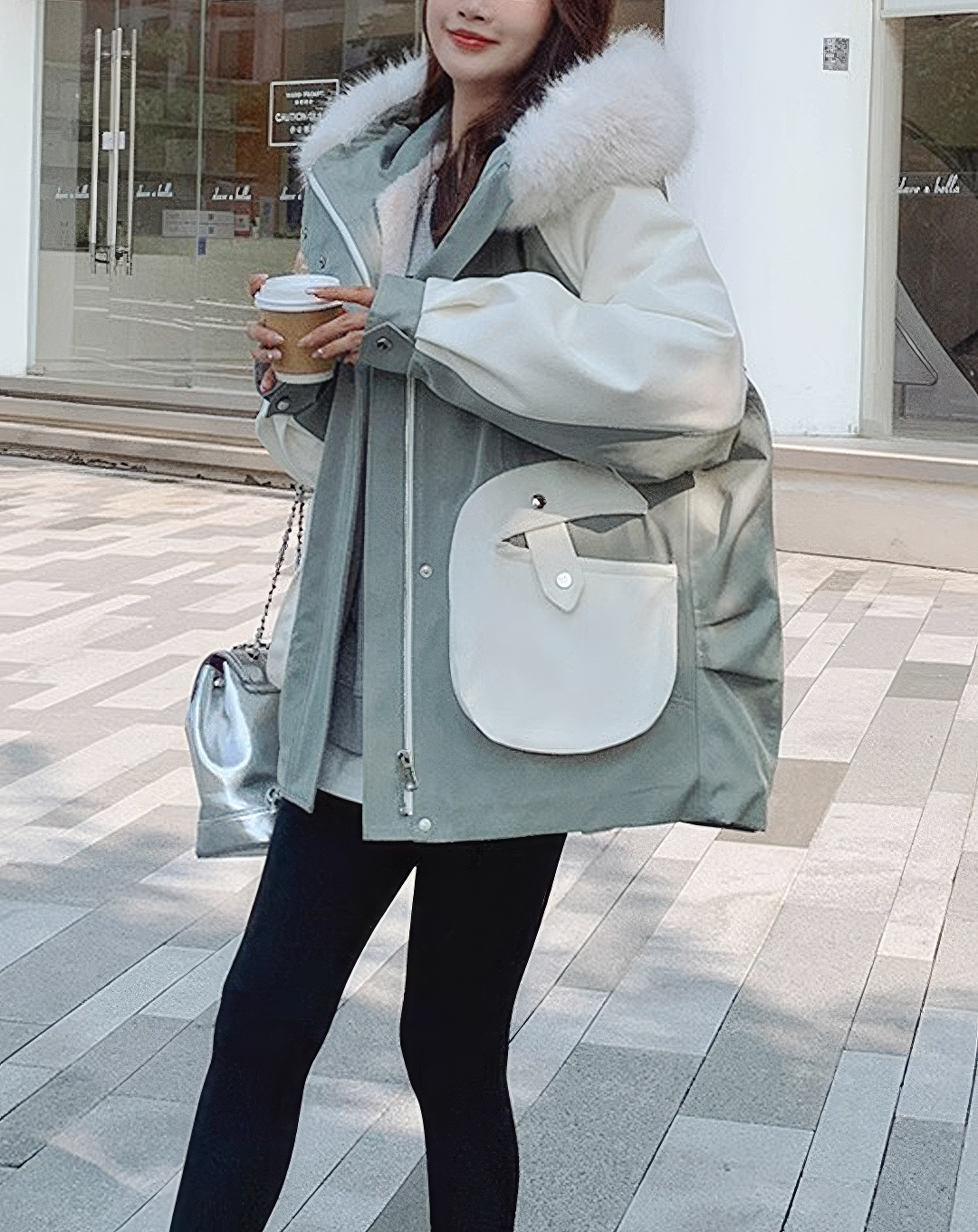 ♀Fur Collar Zip Jacket