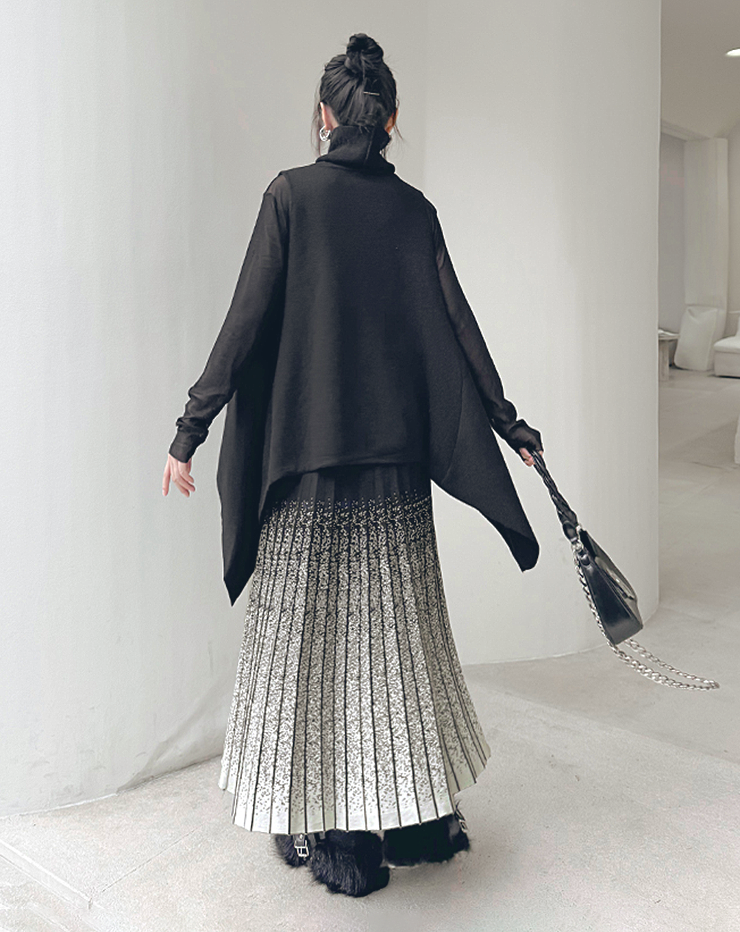 ♀Monotone Gradation Pleated Skirt