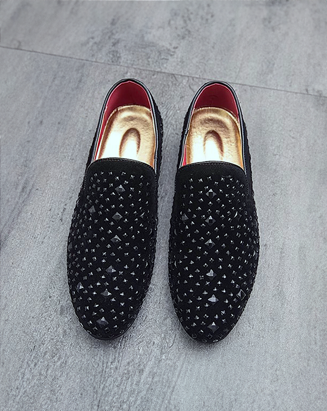 ♂Black Studded Loafers