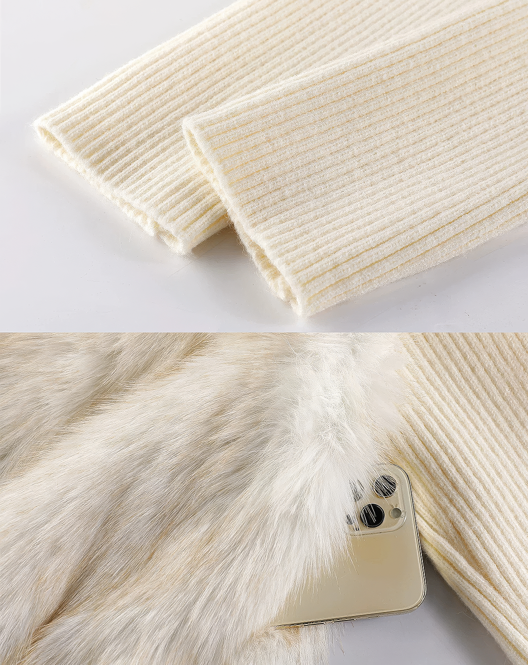 ♀Fur Combined Knit Blouson