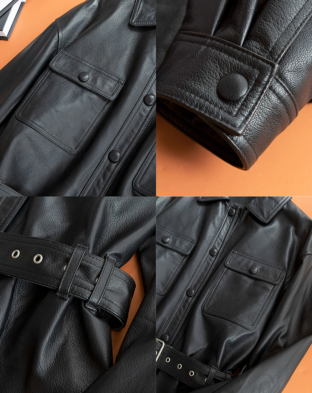 ♀本革/Real Leather Belted Jacket