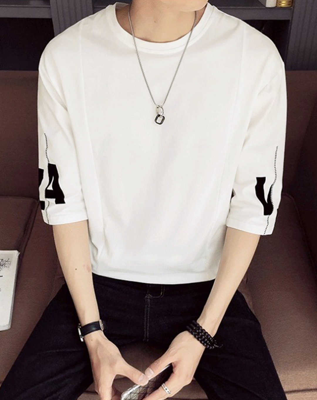 ♂Stitch Style and Logo Sleeve Shirt