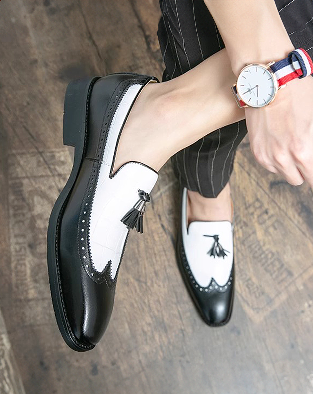 ♂Two-Tone Tassel Shoes
