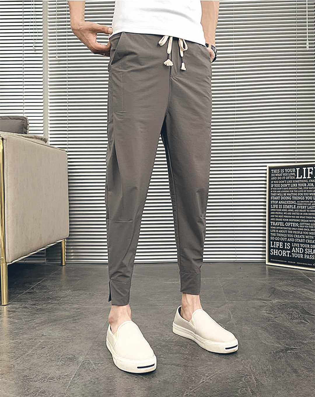 ♂Side Tuck Drawstring Pants