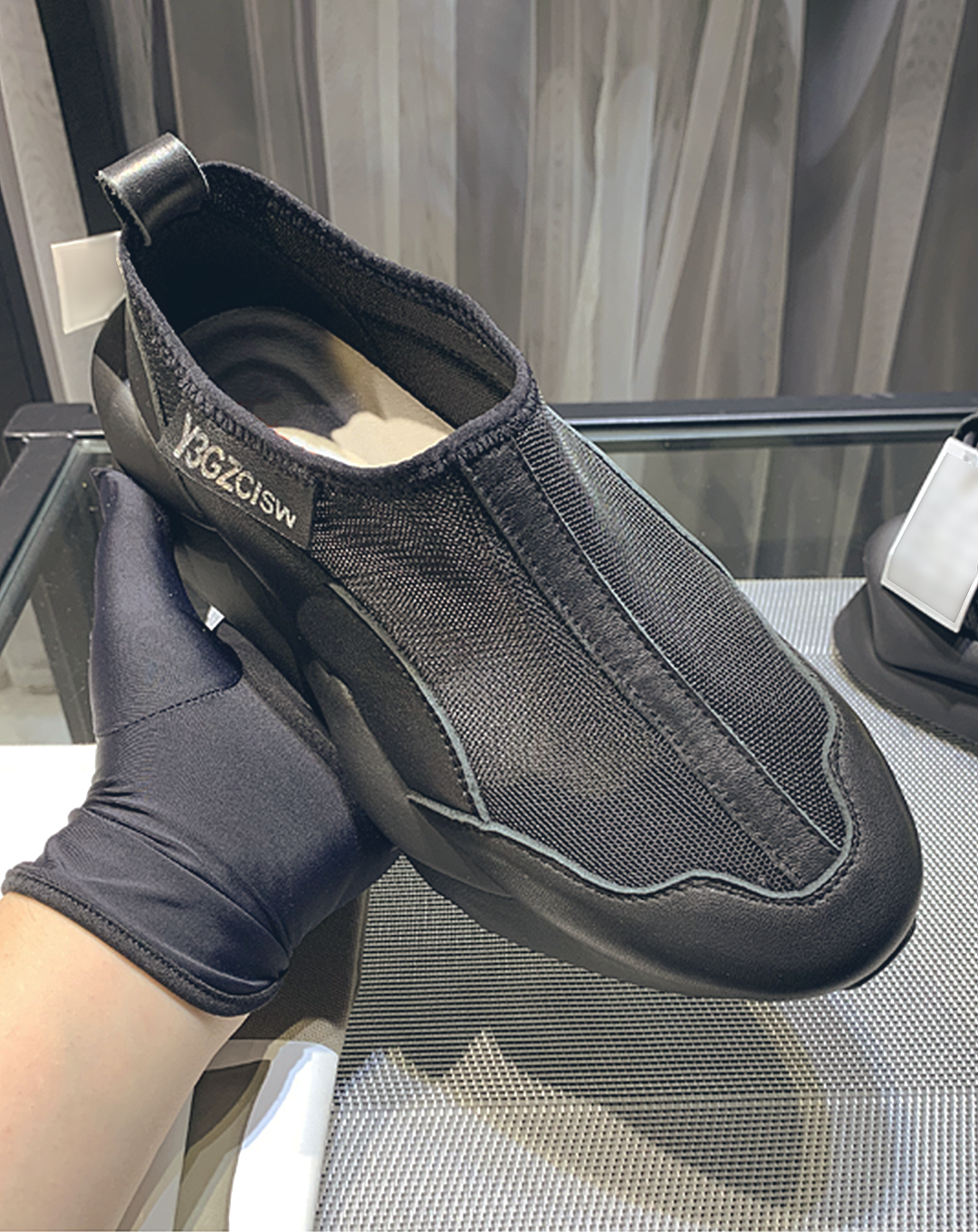 ♂♀本革/Mesh and Leather Slip-on Shoes