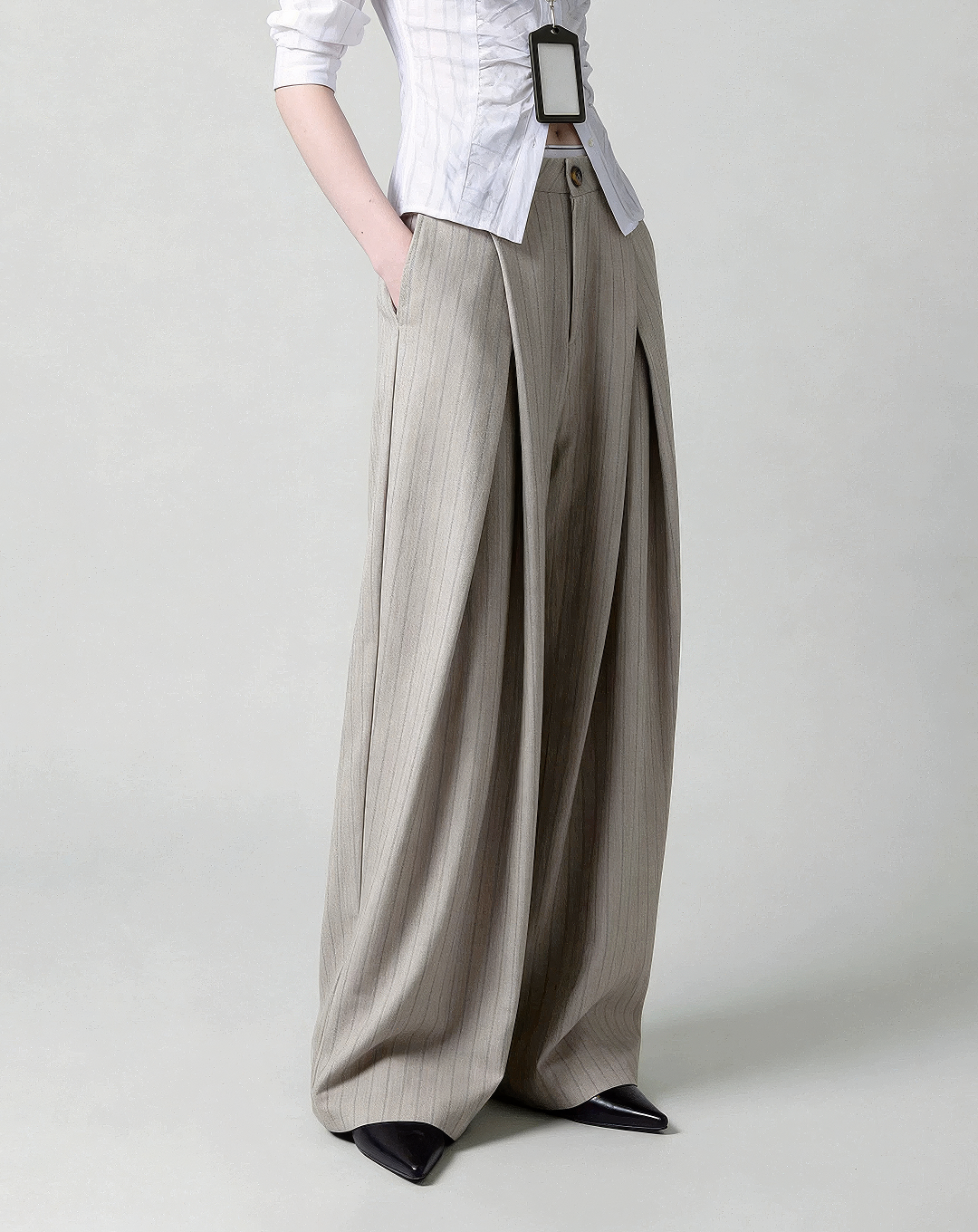 ♂♀Pinstripe Wrap Wide Pants