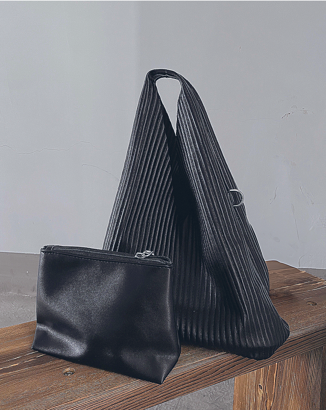 2Way Leather Pleated Bag