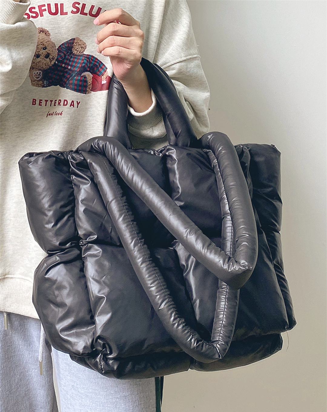 Down Quilted Tote Bag