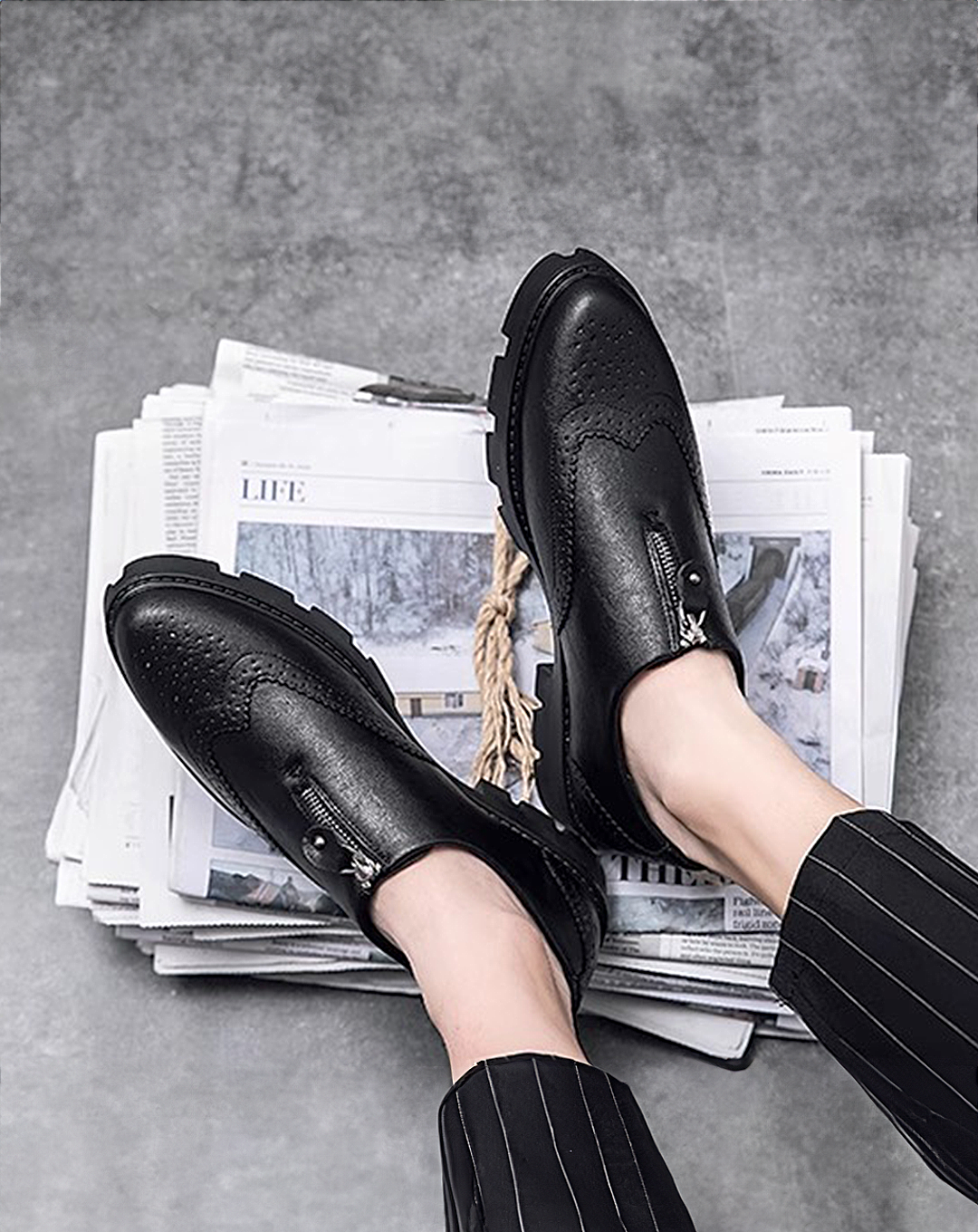 ♂Zip-Up Platform Shoes