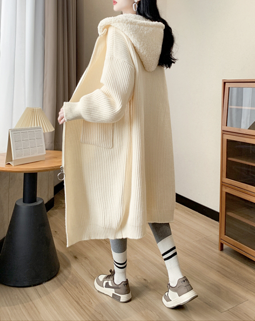 ♀Knit Hoodie Cardigan