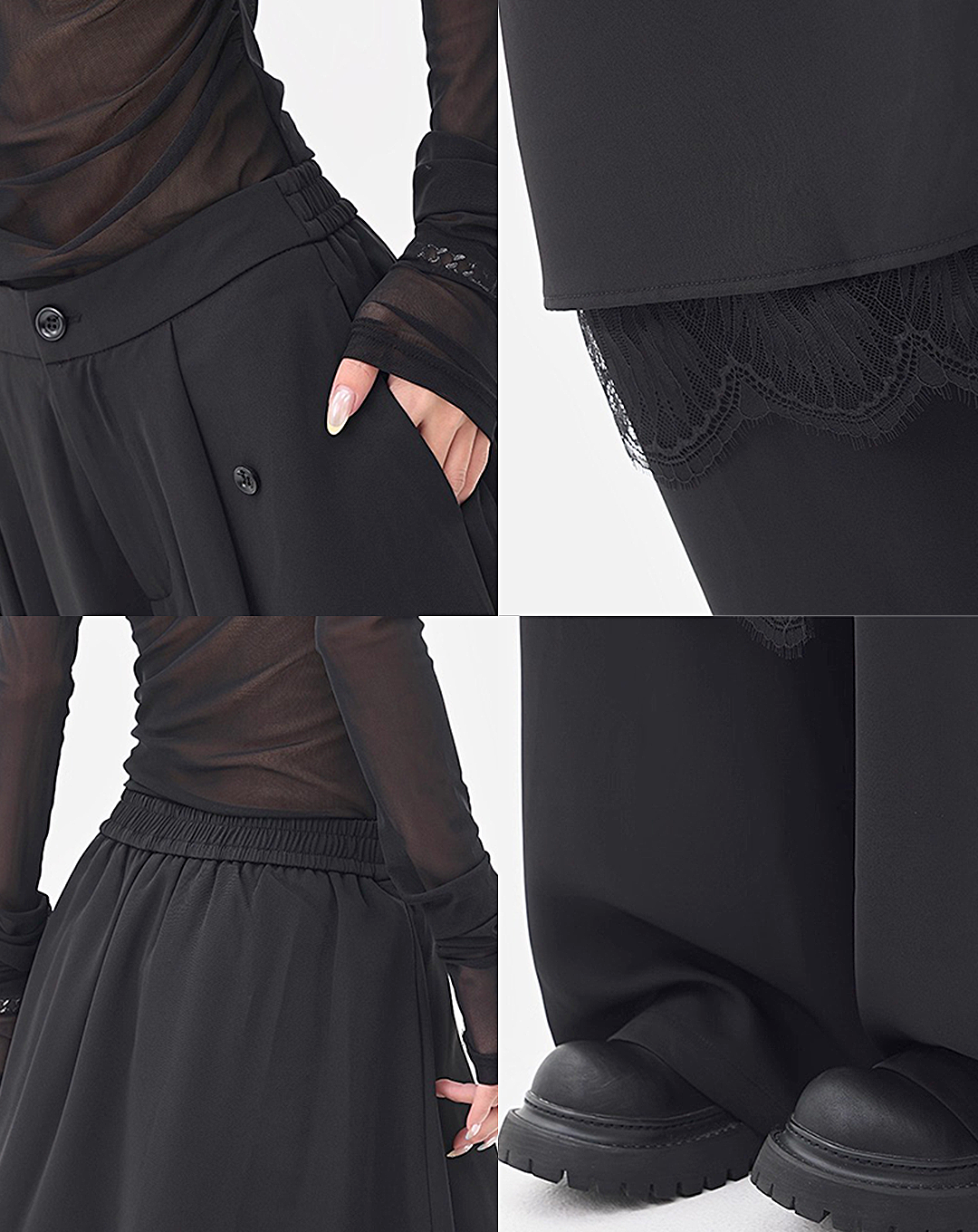♀Layered Wrap Wide Pants