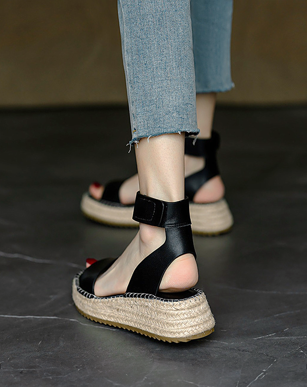 ♀Ankle Strap Wedge Sole Sandals